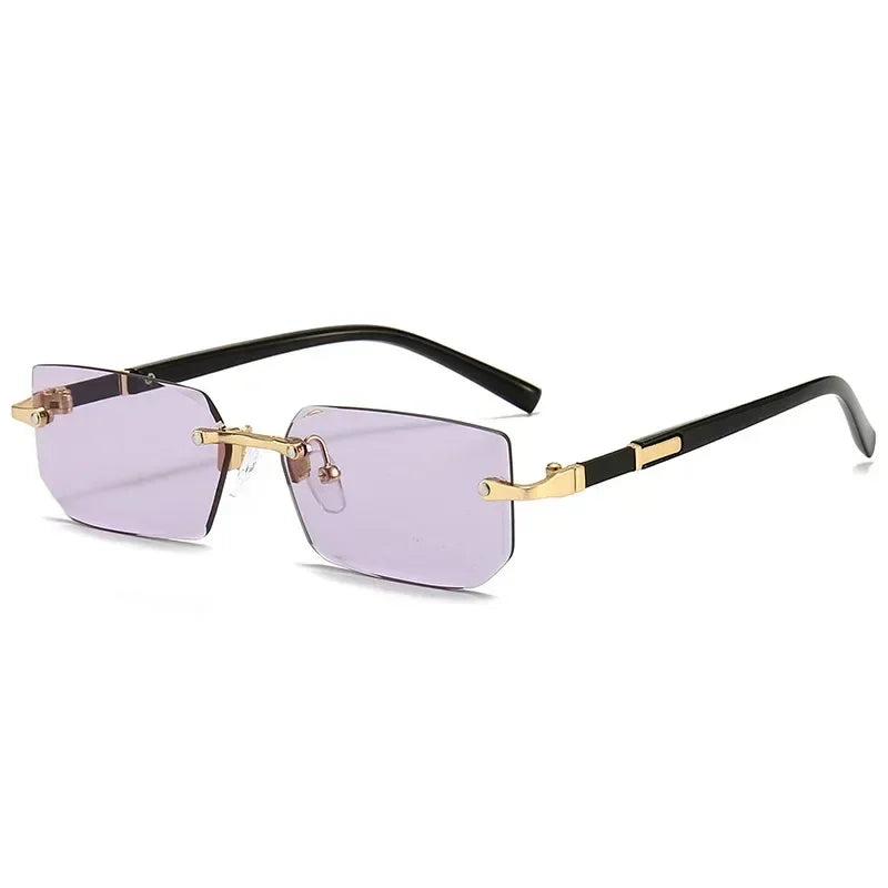 Gafas de sol sin montura rectangulares, a la moda, populares para mujeres y hombres, tonos pequeños cuadrados, gafas de sol para mujer y hombre, para viajes de verano
