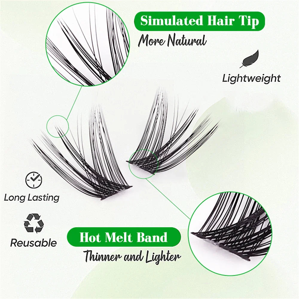 DIY Pestañas en Grupo Curva D Pestañas Individuales 8-16mm | 120 Pzas Extensiones de Pestañas Naturales Esponjosas