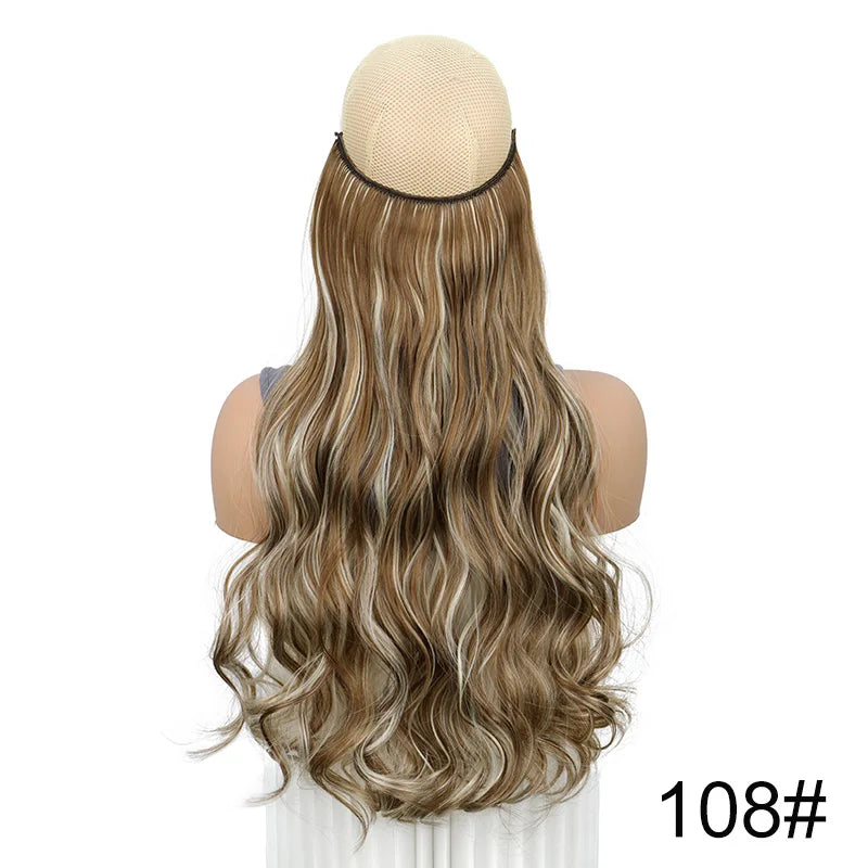 20 Inch Curly Fish Line Hair Extension | One Piece No Clip Synthetic Hair Piece
