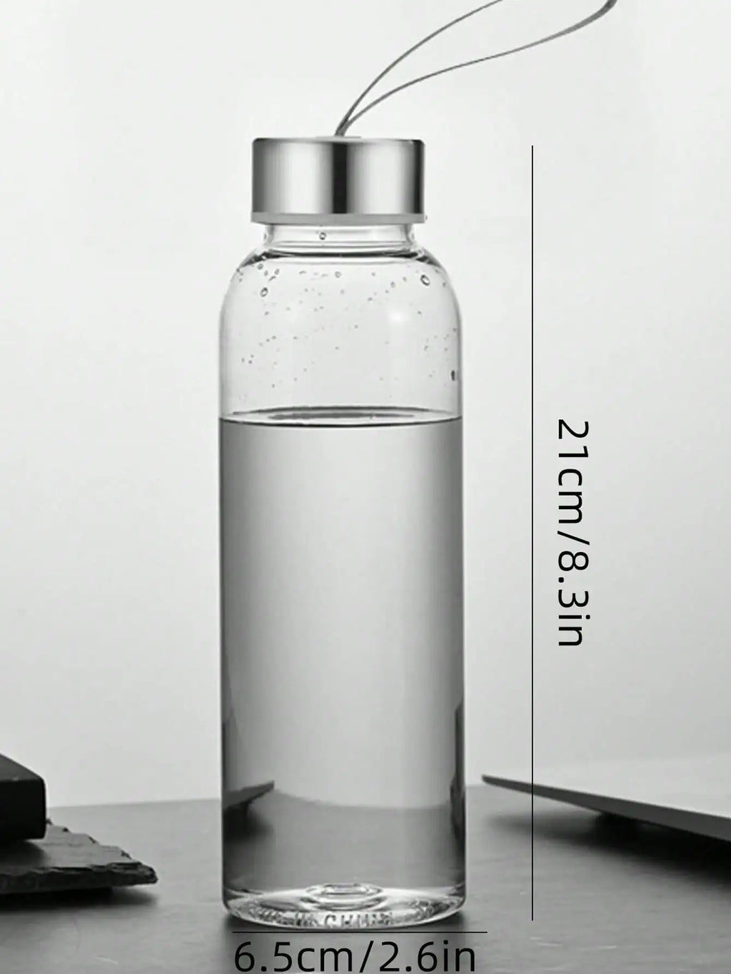 Botella de agua transparente de 600 ml con correa de transporte | Vaso de bebida directa diaria