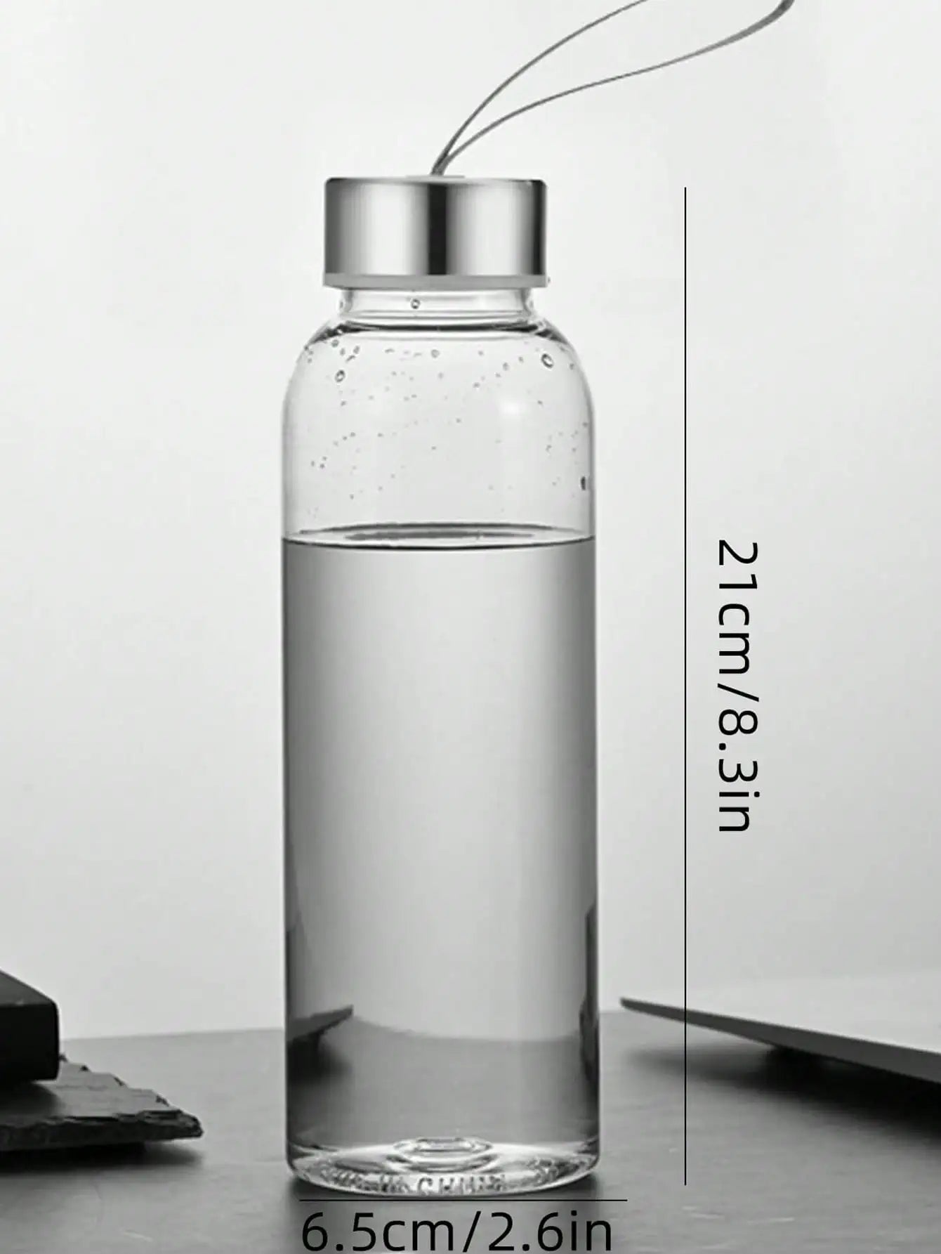 Botella de agua transparente de 600 ml con correa de transporte | Vaso de bebida directa diaria