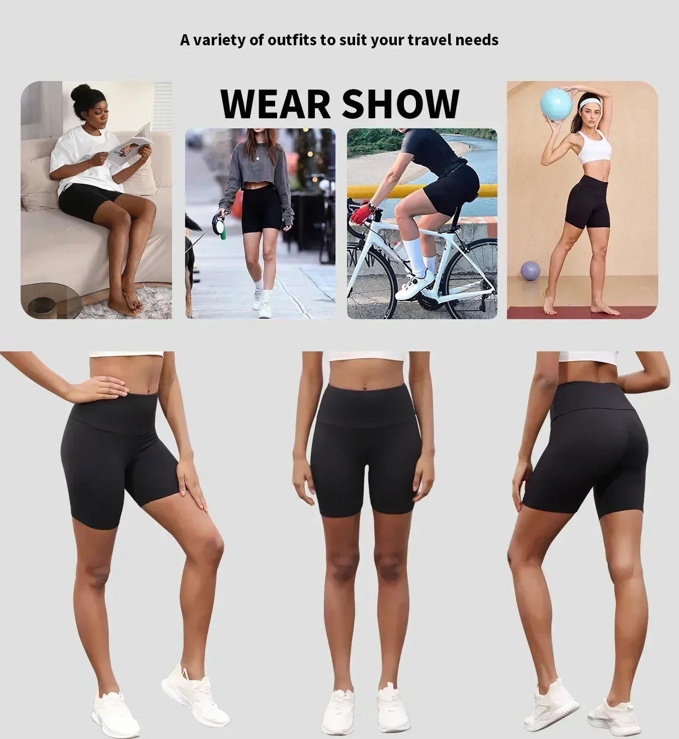 Paquete de 3 shorts de ciclista de cintura alta para mujer, ultrasuaves, control de abdomen, no transparentes, para ejercicio, yoga, correr, push up, gimnasio y fitness.