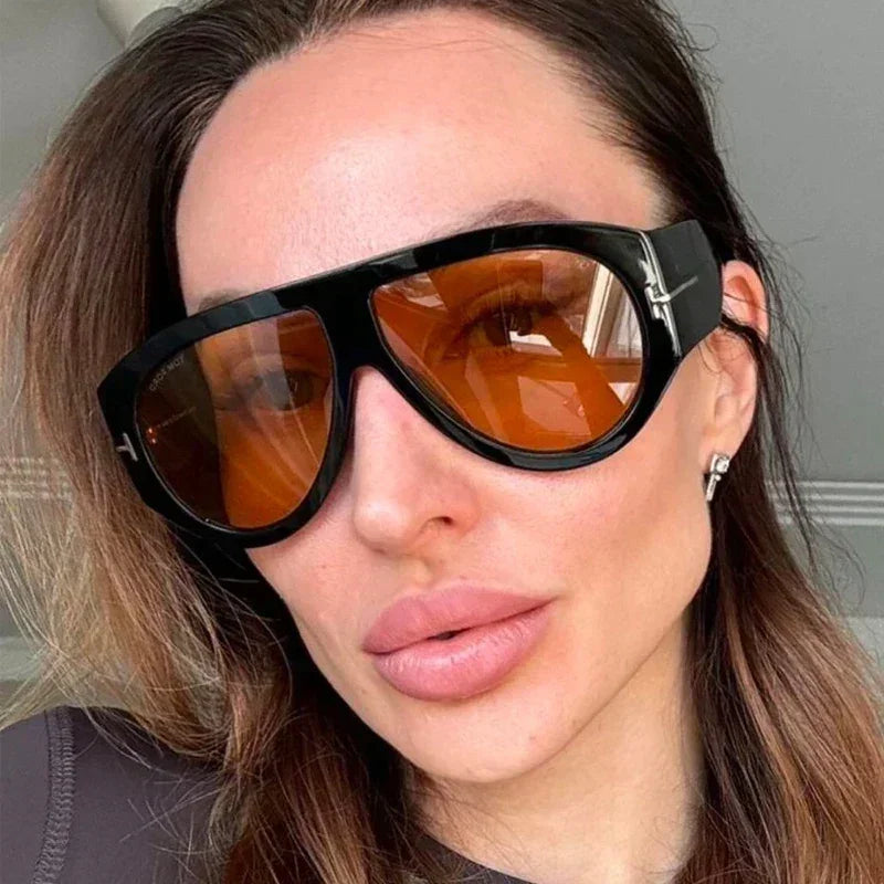2024 Nuevas gafas de sol piloto de montura grande color marrón para mujer y hombre, marca T, para exteriores, gafas de sol para mujer, regalo Oculos De Sol