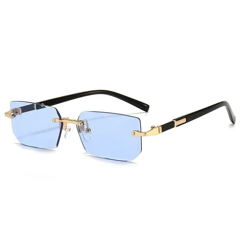 Gafas de sol sin montura rectangulares, a la moda, populares para mujeres y hombres, tonos pequeños cuadrados, gafas de sol para mujer y hombre, para viajes de verano