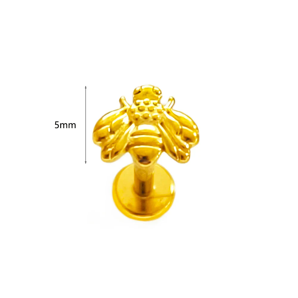 Lightning Internal Thread Labret Piercing Crown Bee Flowers Cartilage Earring Tragus Conch 316L Stainlesss Steel Body Jewelry