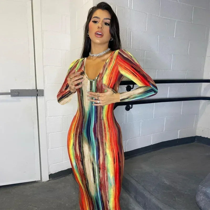 Vestidos de primavera y verano para mujer, con estampado de pecho, sin hombros, vendaje, ajustado, sexy, vestido largo, nueva moda 2023, fiesta, MsChuh