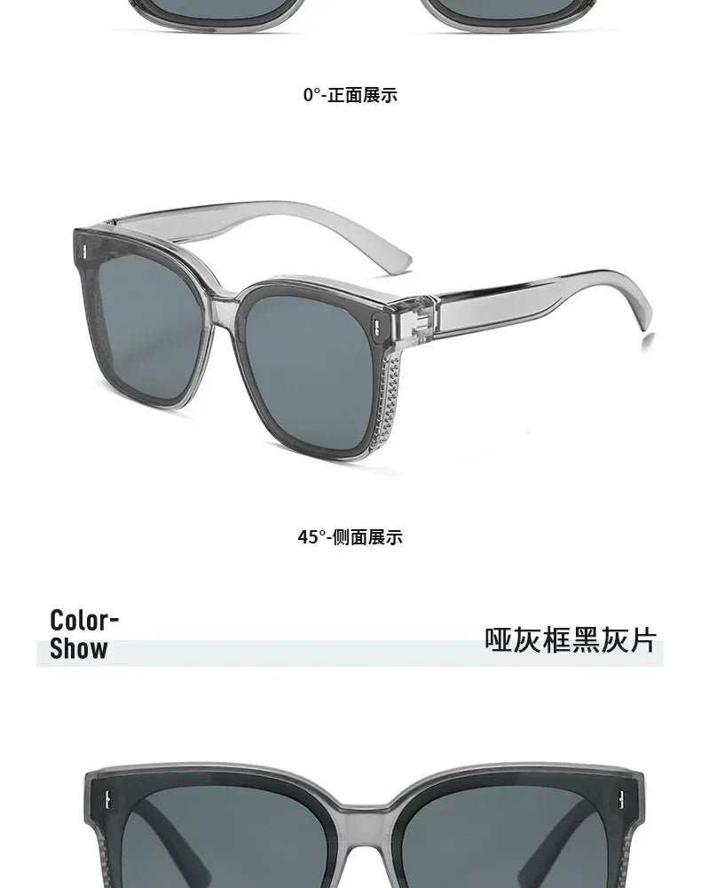 Gafas de Sol Polarizadas Cuadradas Fashion para Recetar Miopía, Lentes de Sol Portátiles para Hombre y Mujer, Vintage, para Pesca y Conducir