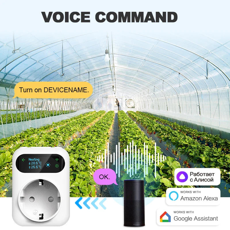 WiFi Digital Socket Thermostat Smart Tuya Plug Temperature Controller Programmable Countdown Timer Heating Cooling Alexa Google