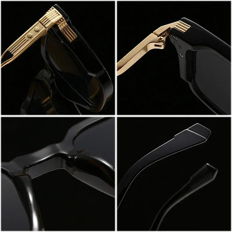 SHAUNA Gafas de sol de lujo cuadradas nuevas para mujer, remaches retro, lentes de sol degradadas para hombre, UV400