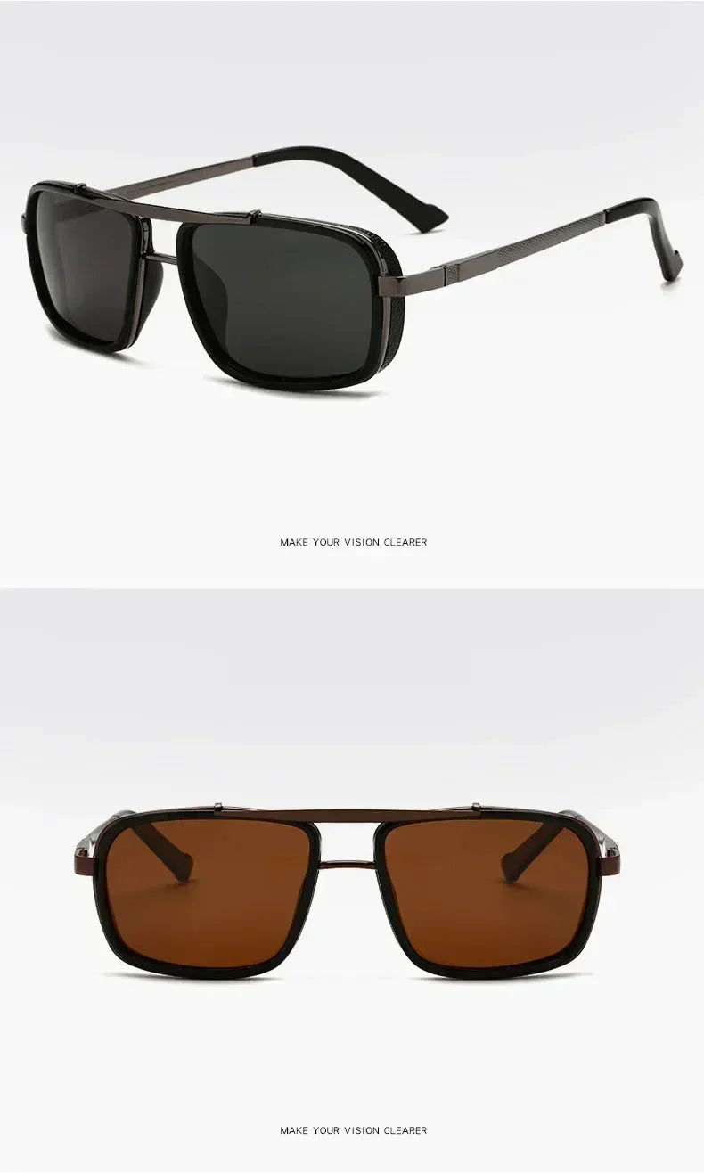 Nuevas Gafas de Sol Punk Gafas de Sol Cuadradas de Hombre Uv400 Gafas de Aviador de Doble Puente