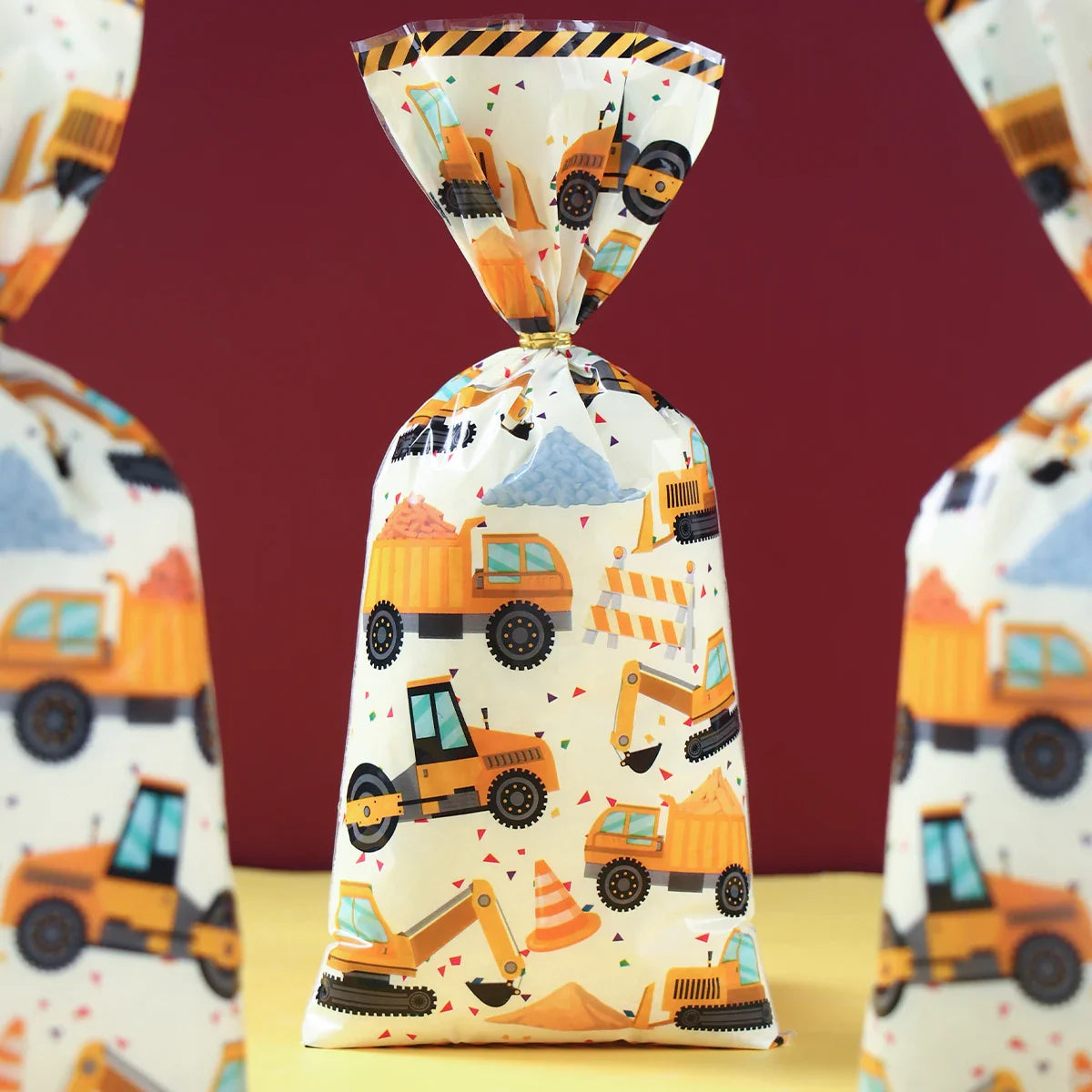 Bolsas de dulces de construcción, termosellables, para galletas, dulces, golosinas, vehículos de ingeniería, suministros para fiesta de cumpleaños, baby shower