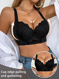 Sujetador Push UP para mujer, con ribete de encaje, copa B C, acolchado, realza el busto, brasier sexy, soporte lateral, función de comodidad