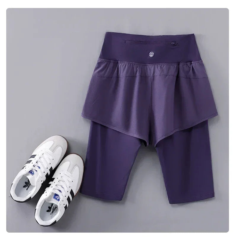DRUR Pantalones Cortos de Yoga para Mujer, Verano, Deportivos, de Cinco Cuartos, Cintura Elástica, para Correr, Entrenamiento, Leggings Cortos para Mujer, Pantalones Cortos Deportivos