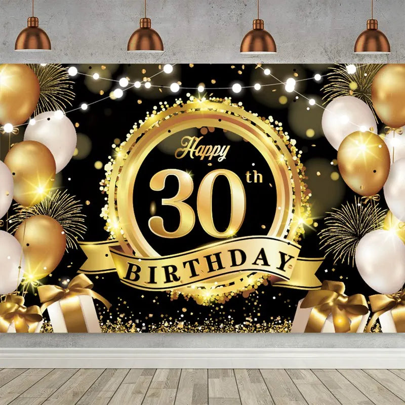 Fondo de Feliz Cumpleaños 18 21 30 40 50 60 Decoración de Fiesta de Cumpleaños Banner de Cumpleaños Bandera Colgante Decoración de Fondo para el 30 Cumpleaños