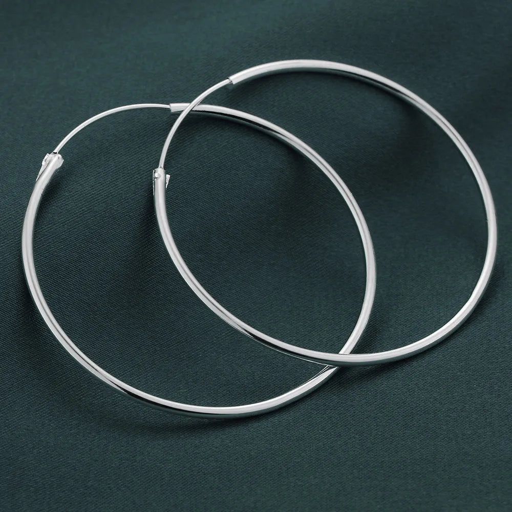Pendientes de aro grandes de plata de ley 925 | Joyería fina de moda para bodas