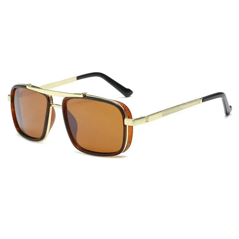 Nuevas Gafas de Sol Punk Gafas de Sol Cuadradas de Hombre Uv400 Gafas de Aviador de Doble Puente