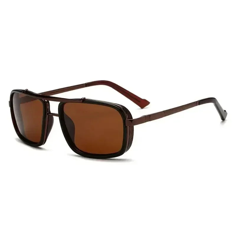Nuevas Gafas de Sol Punk Gafas de Sol Cuadradas de Hombre Uv400 Gafas de Aviador de Doble Puente
