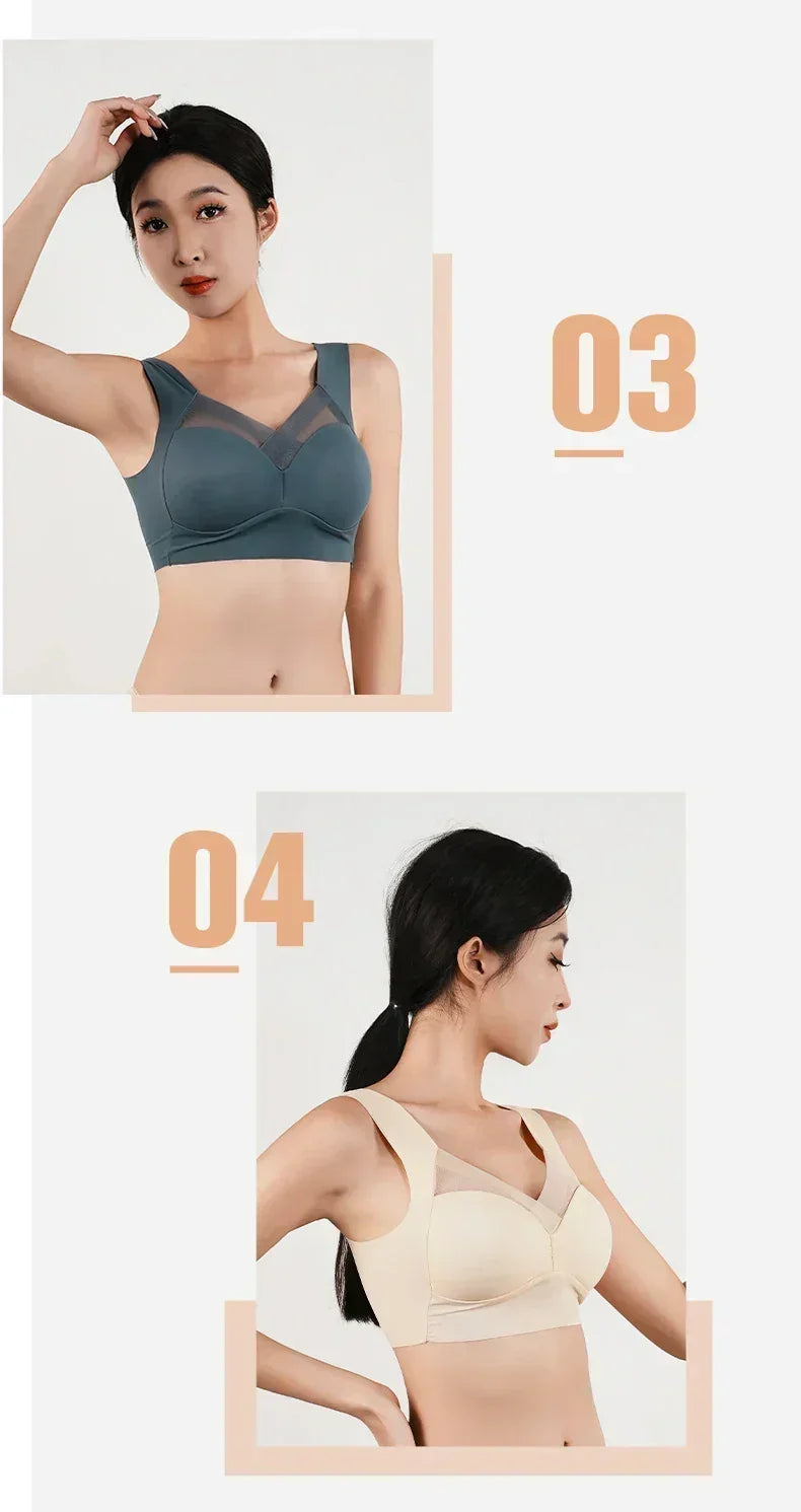 Sujetador Push Up de tirantes para mujer, sin costuras, con relleno, top informal de talla grande, sujetadores de mujer suaves sin aros, XL-6XL, ropa interior de seda helada