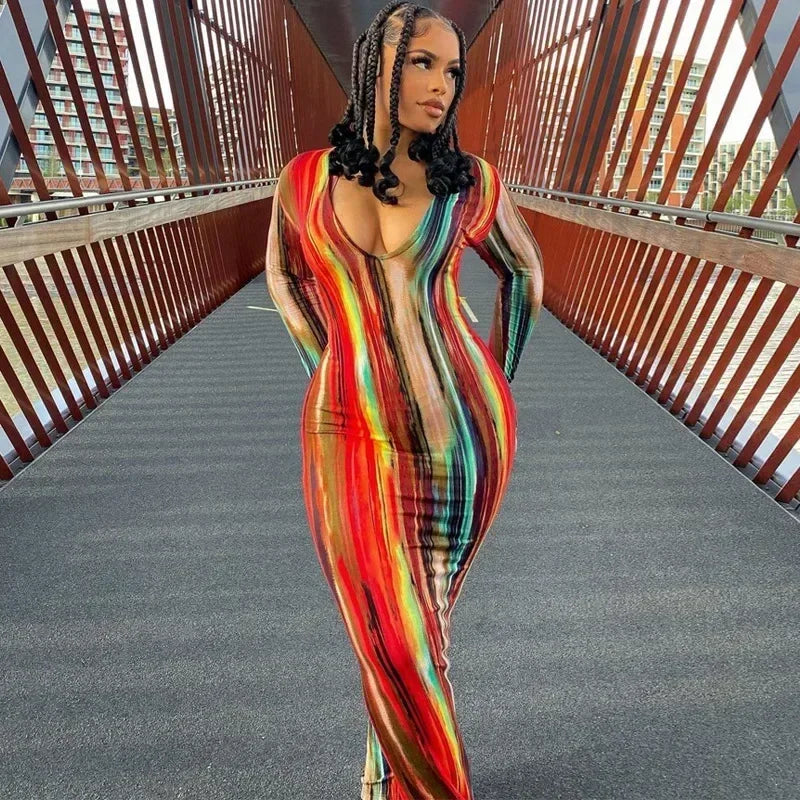 Vestidos de primavera y verano para mujer, con estampado de pecho, sin hombros, vendaje, ajustado, sexy, vestido largo, nueva moda 2023, fiesta, MsChuh
