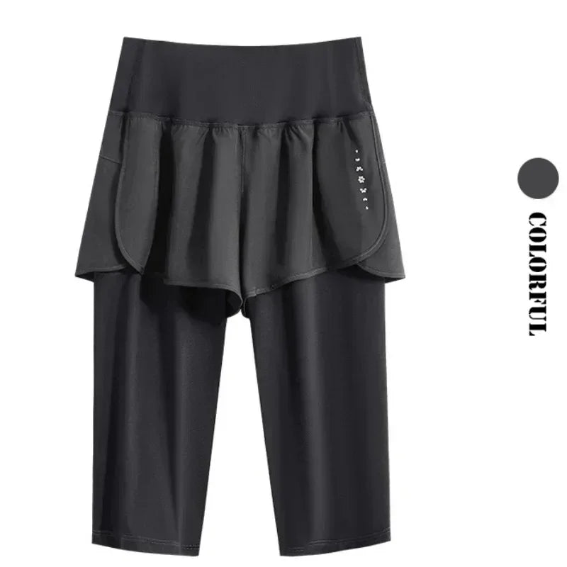 DRUR Pantalones Cortos de Yoga para Mujer, Verano, Deportivos, de Cinco Cuartos, Cintura Elástica, para Correr, Entrenamiento, Leggings Cortos para Mujer, Pantalones Cortos Deportivos