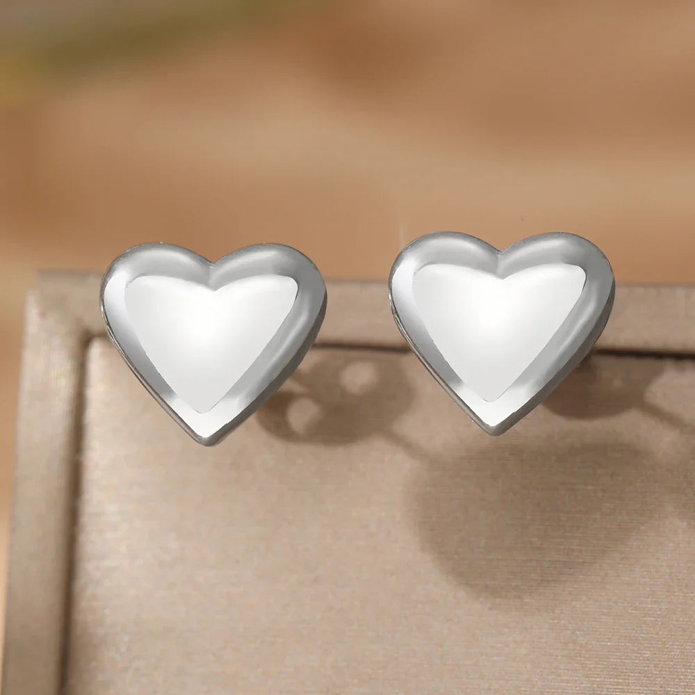Stainless Steel Earrings Cubic Peach Heart Stud High-end Sense Ornate Earring For Women Jewelry Banquet  Anniversary Gifts New