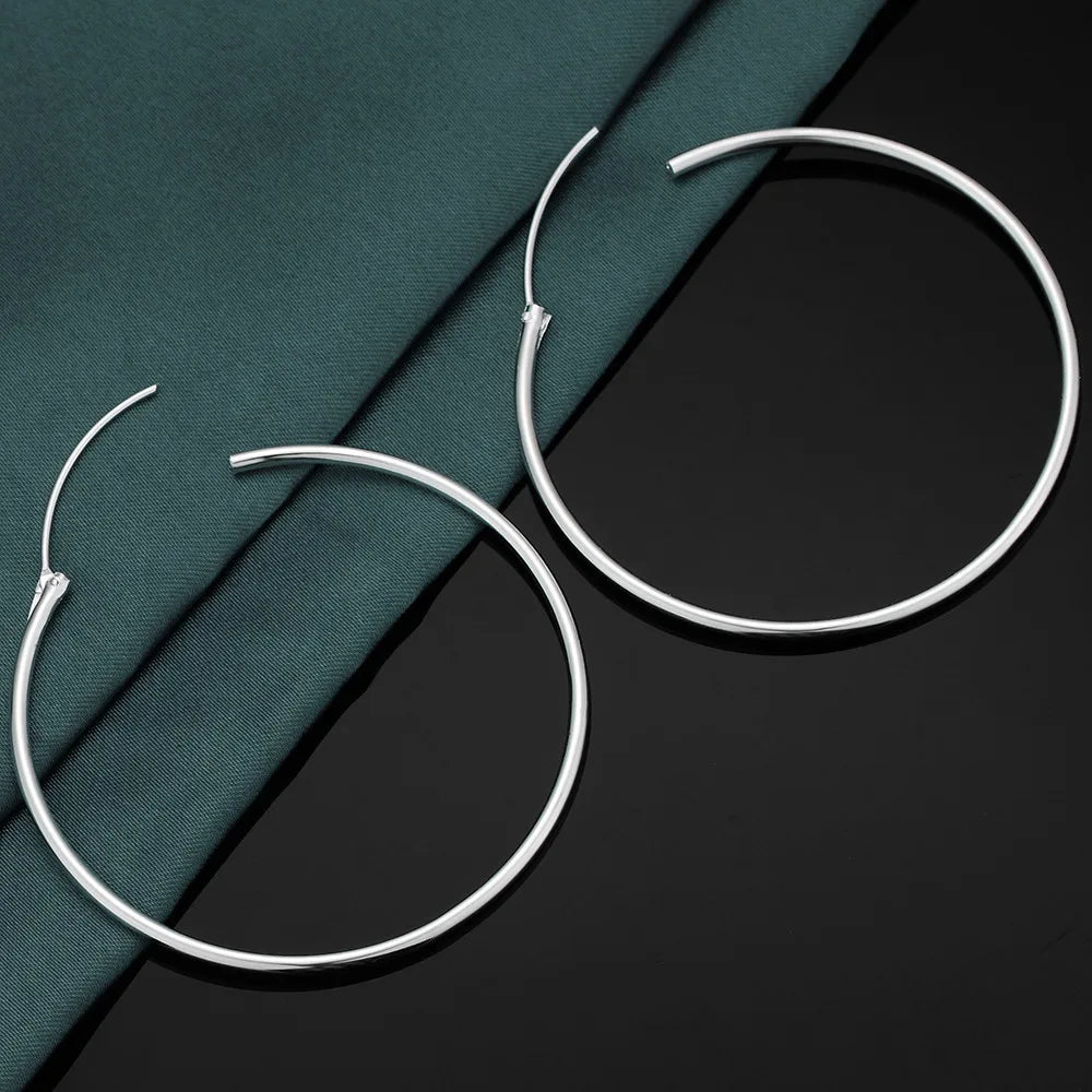 Pendientes de aro grandes de plata de ley 925 | Joyería fina de moda para bodas