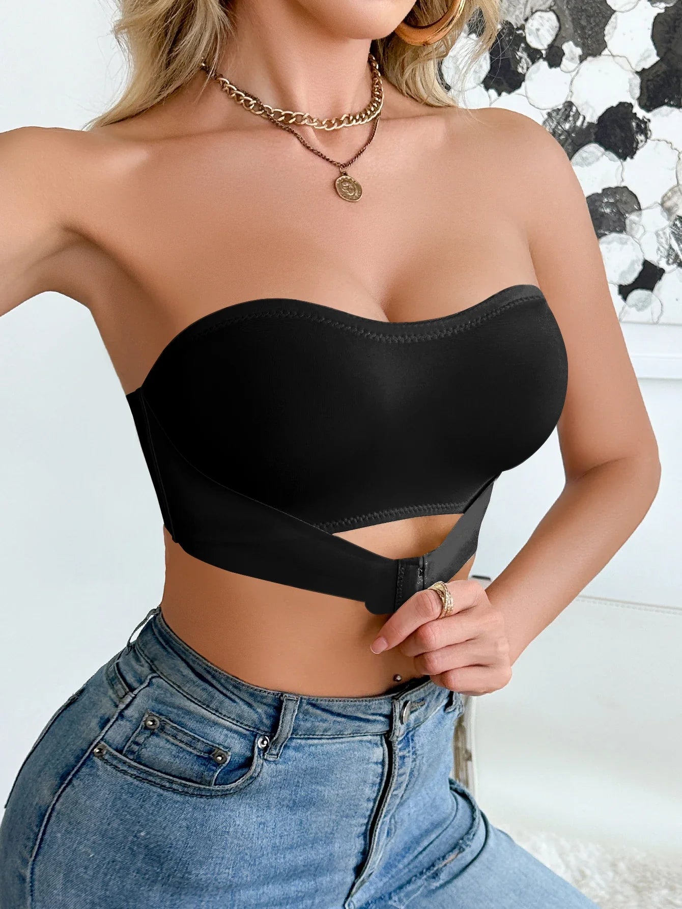 Sostén diario sin tirantes e inalámbrico para mujer, lencería push-up cómoda sin costuras sin forro, moderna de color sólido