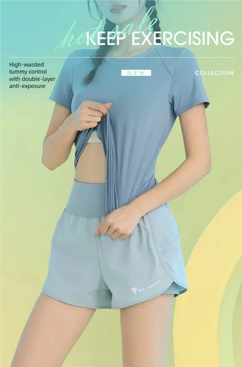 Pantalones cortos de yoga PHIGEER para mujer, ligeros, para gimnasio, ciclismo, entrenamiento, con bolsillo, transpirables, para correr, ropa deportiva