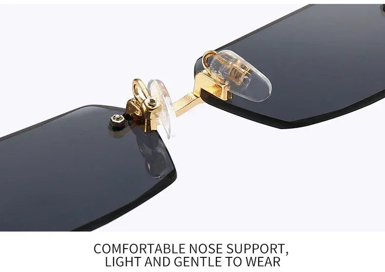 Gafas de sol sin montura rectangulares, a la moda, populares para mujeres y hombres, tonos pequeños cuadrados, gafas de sol para mujer y hombre, para viajes de verano