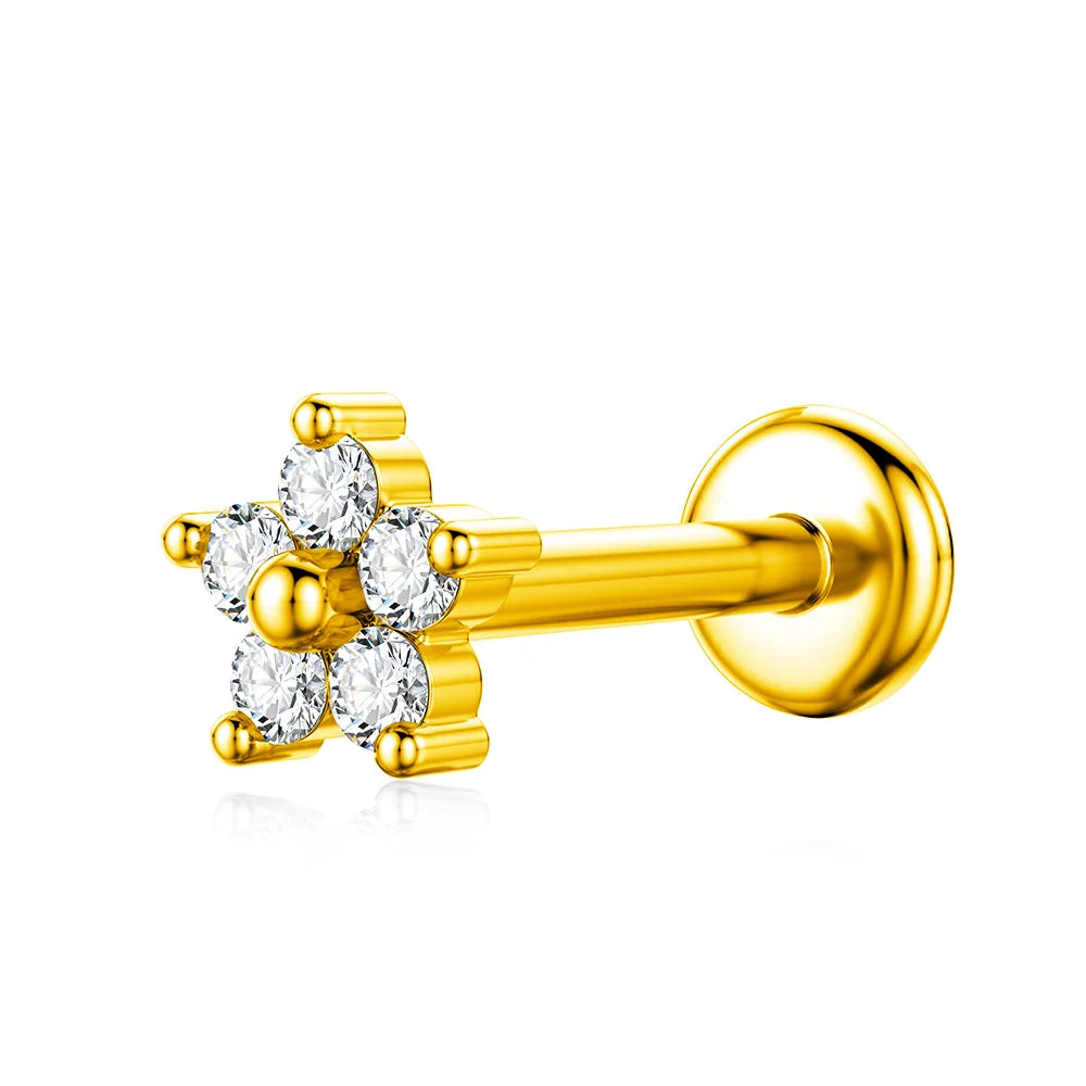 Lightning Internal Thread Labret Piercing Crown Bee Flowers Cartilage Earring Tragus Conch 316L Stainlesss Steel Body Jewelry