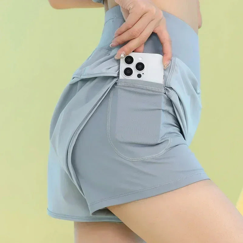 Pantalones cortos de yoga PHIGEER para mujer, ligeros, para gimnasio, ciclismo, entrenamiento, con bolsillo, transpirables, para correr, ropa deportiva