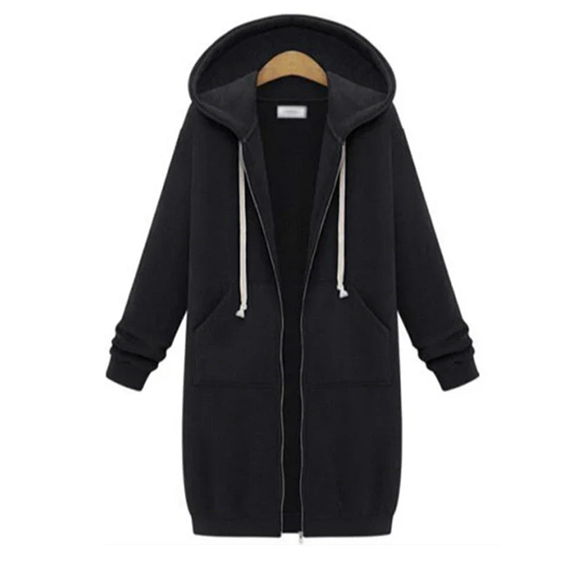 Sudaderas con capucha gruesas para mujer, otoño-invierno 2024, parkas, chaquetas con capucha holgadas, sudadera maxi con cremallera y bolsillo, vestidos deportivos, ropa de abrigo