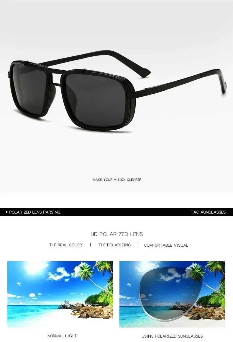 Nuevas Gafas de Sol Punk Gafas de Sol Cuadradas de Hombre Uv400 Gafas de Aviador de Doble Puente