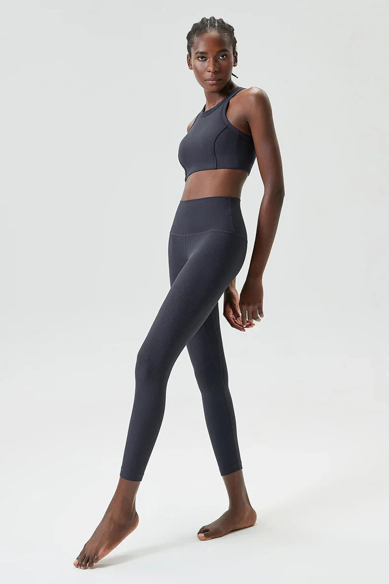 Yoga Set 2 Pieces Women's High Waisted Leggings Sports Vest Exercise Clothing Workout Outfits Fitness Sportswear Gym Tracksuit