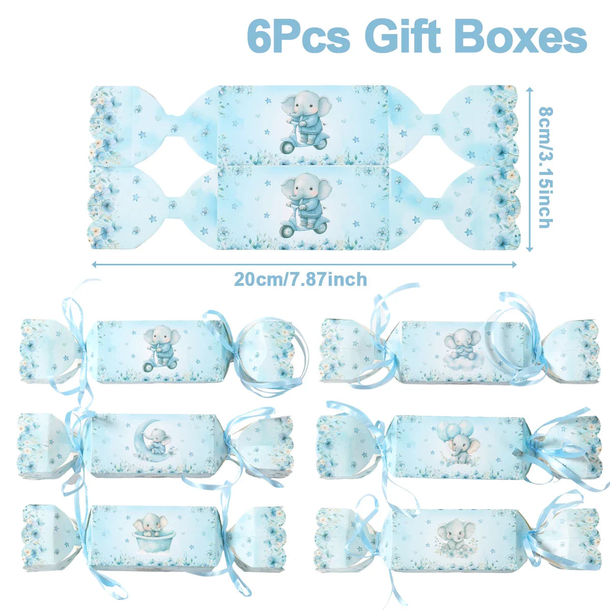 Caja de dulces de elefante bebé, caja de regalo, caja de souvenirs, decoración de fiesta de cumpleaños, suministros para fiesta de cumpleaños de niños y niñas, decoración para baby shower
