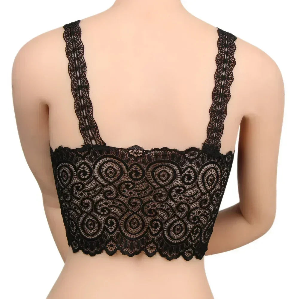 Nuevas camisetas sin mangas sexys de encaje floral en blanco y negro para mujer, con sujetador acolchado de ganchillo, camisetas de algodón con cuello en V, chaleco informal de encaje de ganchillo