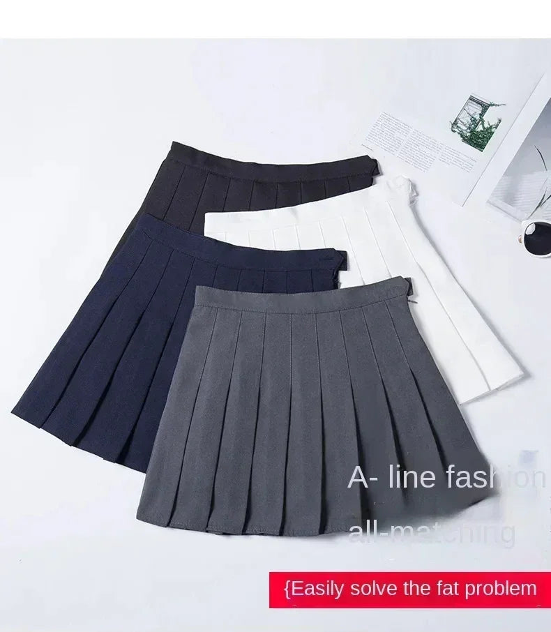 Falda corta de mujer sin pantalones cortos estilo coreano Ropa negra Harajuku a cuadros Falda corta de mujer minifaldas plisadas para niñas