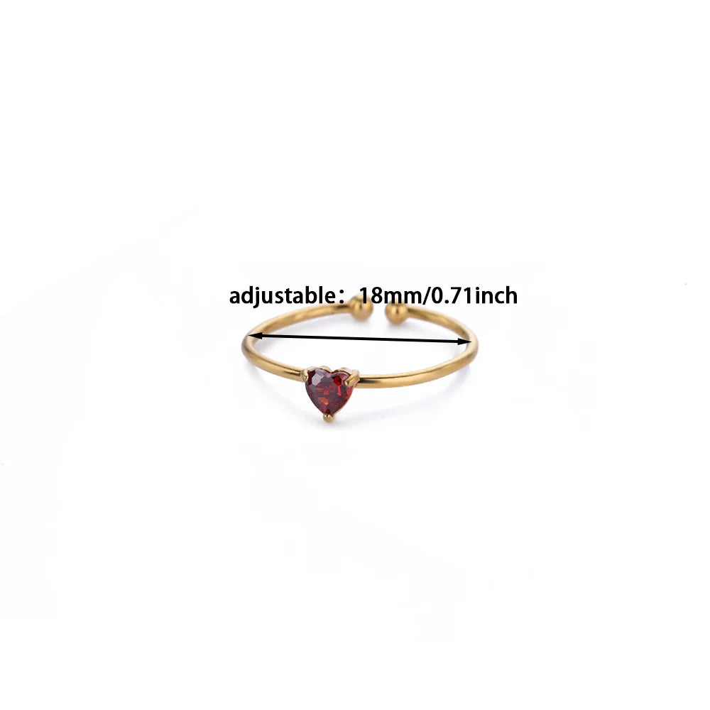 Anillos de corazón con circonita cúbica colorida de 2025 para mujer, joyería de anillo de princesa de acero inoxidable delicado de moda, regalo de boda