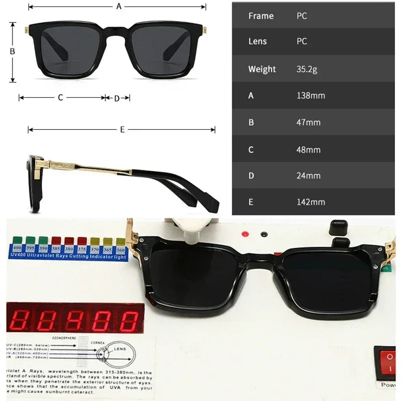 SHAUNA Gafas de sol de lujo cuadradas nuevas para mujer, remaches retro, lentes de sol degradadas para hombre, UV400