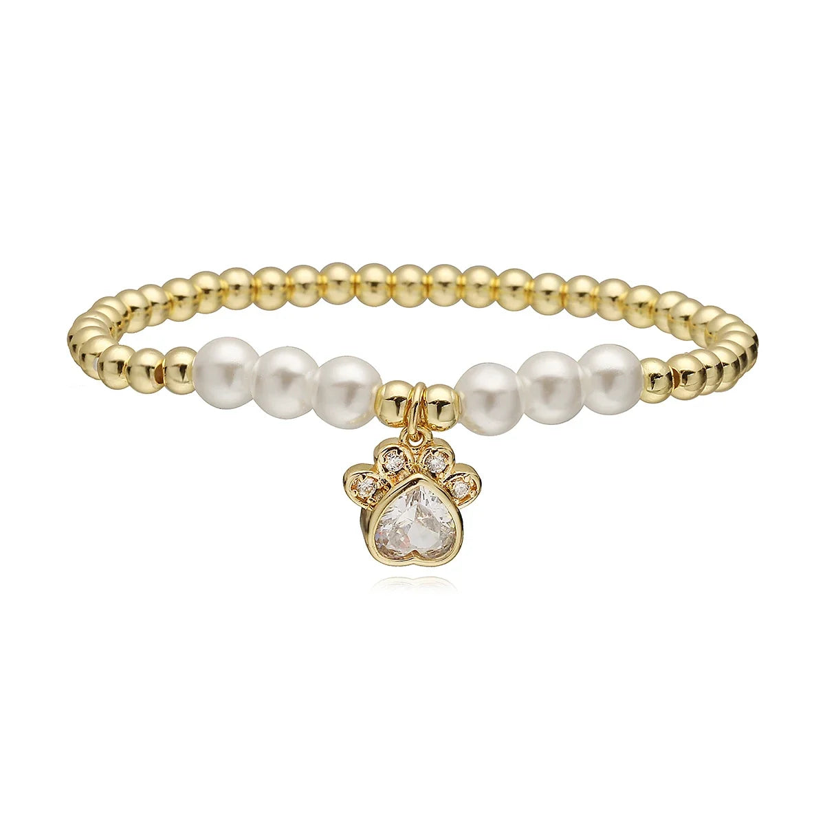 NEWBUY Non-Fading Gold Color Copper Jewelry AAA CZ Zircon Paw Charm Beads Bracelets For Women Party Jewelry