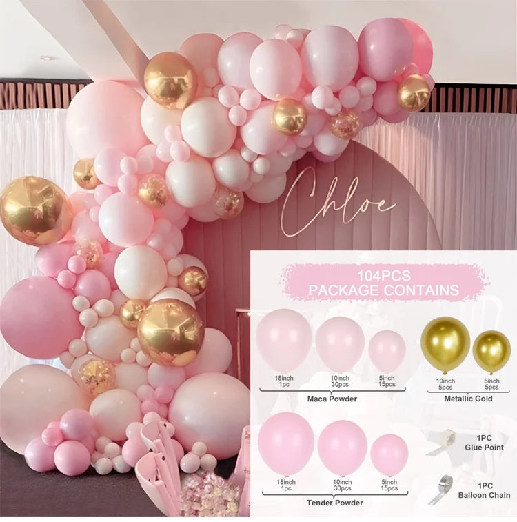 Tender Pink Gold Balloon Garland Arch Kit Wedding Birthday Party Decoration Adult Kids Baby Shower Decor Ballon Wedding Supplies