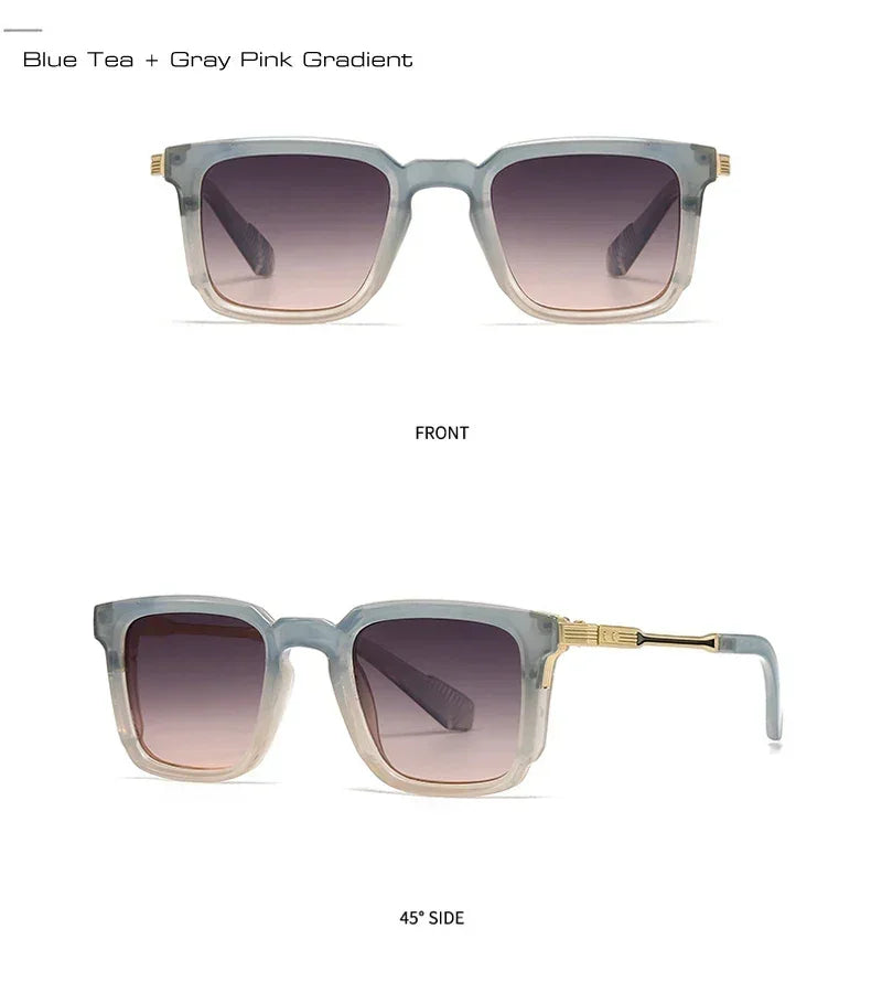 SHAUNA Gafas de sol de lujo cuadradas nuevas para mujer, remaches retro, lentes de sol degradadas para hombre, UV400