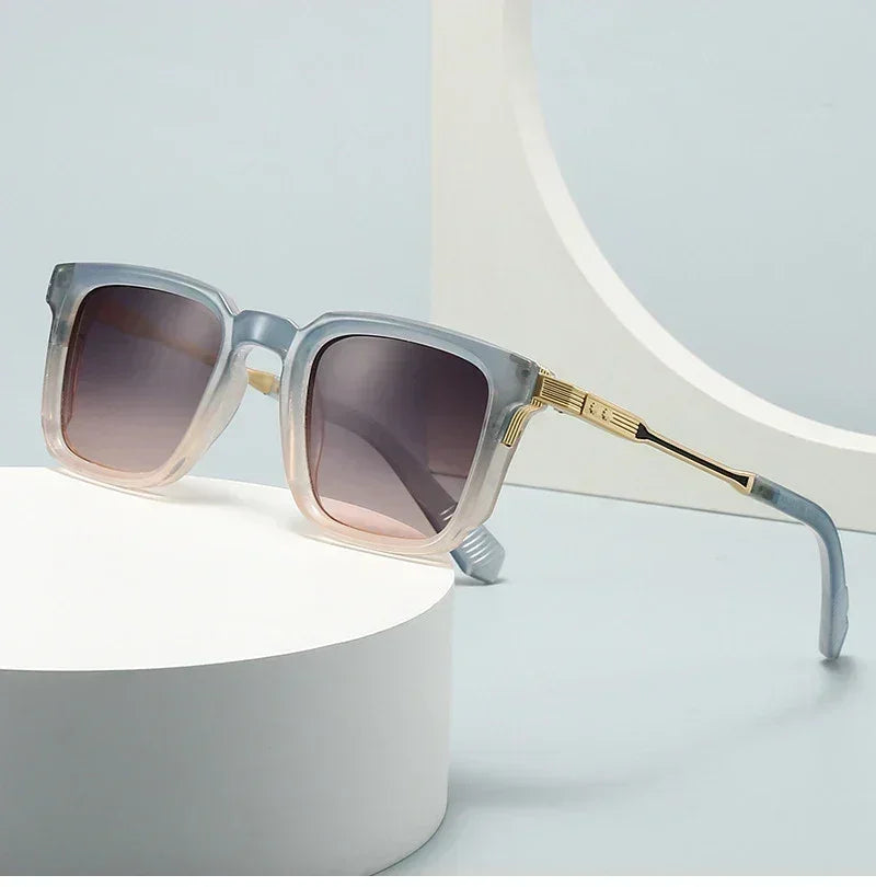 SHAUNA Gafas de sol de lujo cuadradas nuevas para mujer, remaches retro, lentes de sol degradadas para hombre, UV400