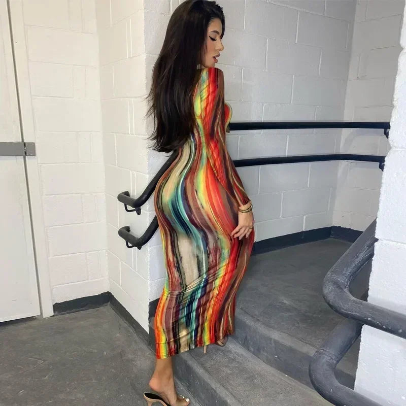 Vestidos de primavera y verano para mujer, con estampado de pecho, sin hombros, vendaje, ajustado, sexy, vestido largo, nueva moda 2023, fiesta, MsChuh