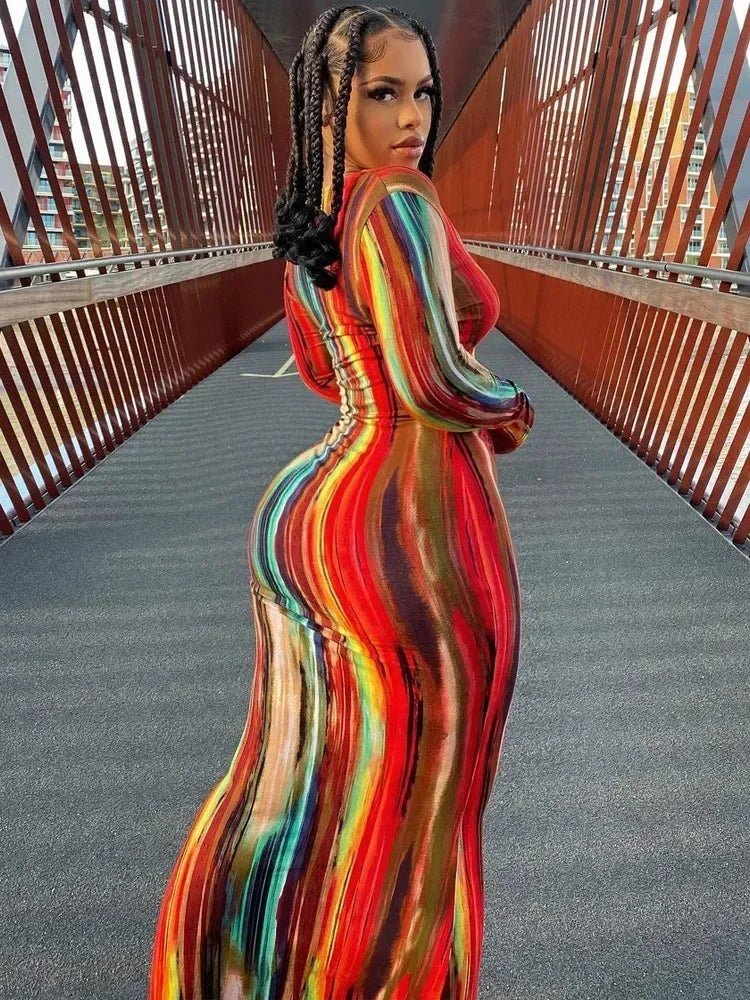 Vestidos de primavera y verano para mujer, con estampado de pecho, sin hombros, vendaje, ajustado, sexy, vestido largo, nueva moda 2023, fiesta, MsChuh