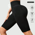 Pantalones cortos de yoga sin costuras para mujer, de cintura alta, a rayas, ajustados, pantalones cortos sexy para levantar glúteos, para gimnasio, de entrenamiento, de alta elasticidad, tipo capri