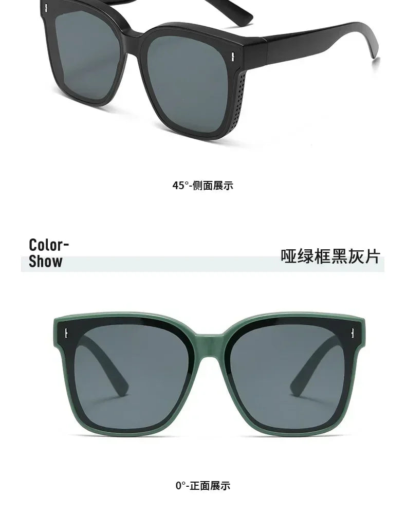 Gafas de Sol Polarizadas Cuadradas Fashion para Recetar Miopía, Lentes de Sol Portátiles para Hombre y Mujer, Vintage, para Pesca y Conducir