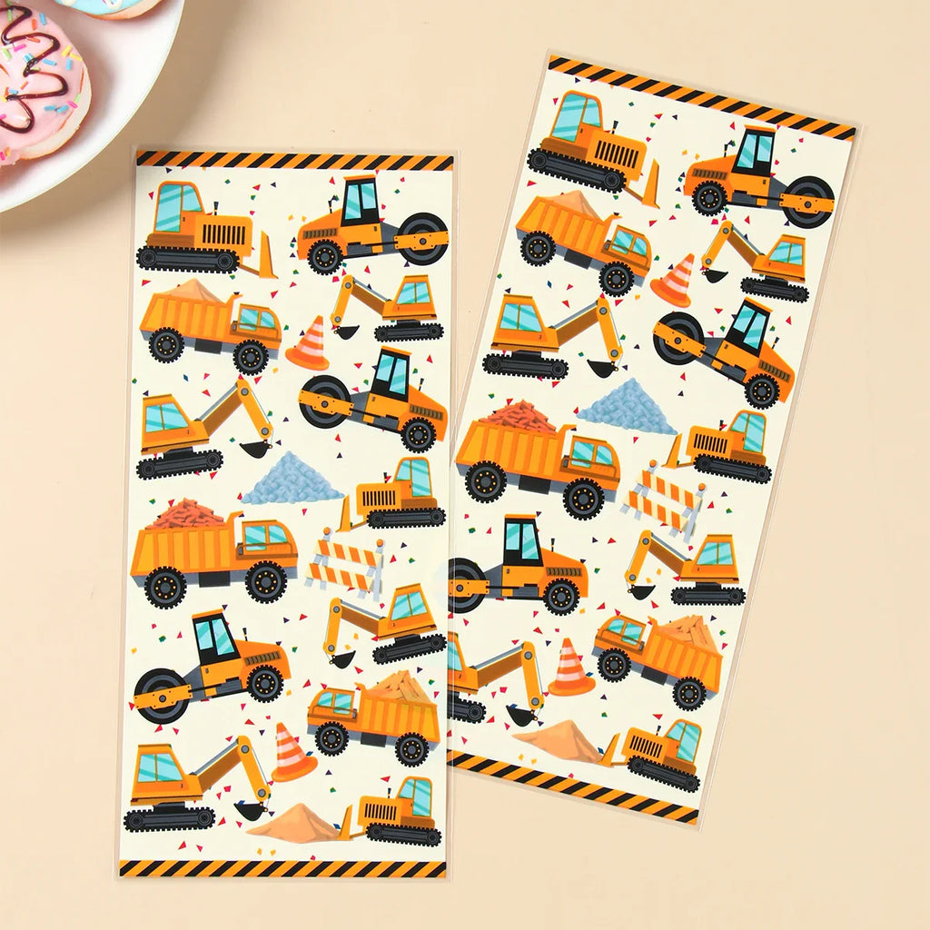 Bolsas de dulces de construcción, termosellables, para galletas, dulces, golosinas, vehículos de ingeniería, suministros para fiesta de cumpleaños, baby shower