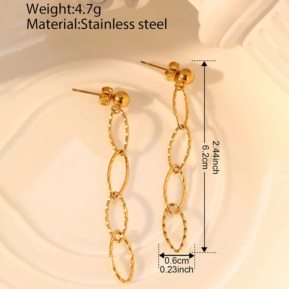 Pendientes de Acero Inoxidable Personalidad Círculo Irregular Largos Moda Sencillez Pendientes Colgantes de Lujo para Mujer Joyería