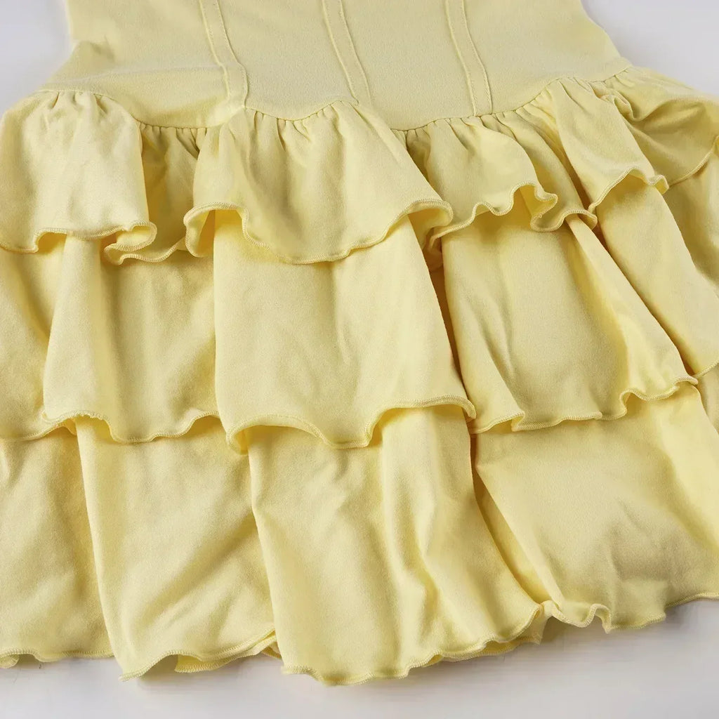 Tornova - Minivestido halter de vacaciones para mujer, sólido, cintura alta, vestido abullonado, empalme con volantes, moda sexy, vestido delgado, nueva colección de verano 2025